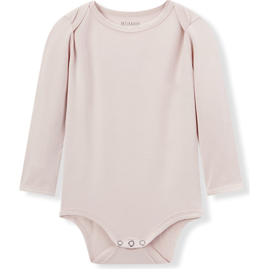 Milkbarn Luxe Solid Long Sleeve One Piece In Neutral