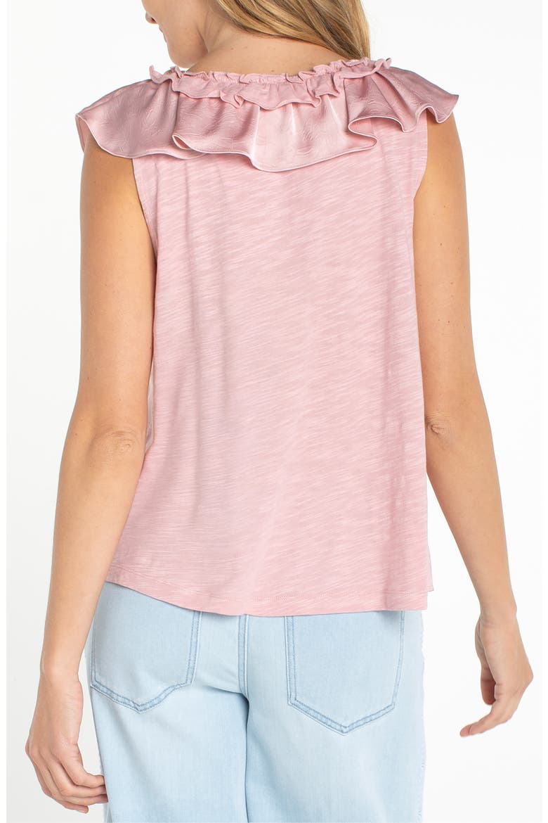 Ruffle Sleeveless Mixed Media Top, Alternate, color, LIGHT ROSE