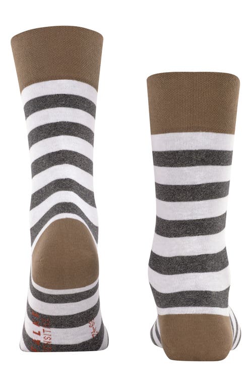 Falke Sensitive Mapped Line Crew Socks In Pebble