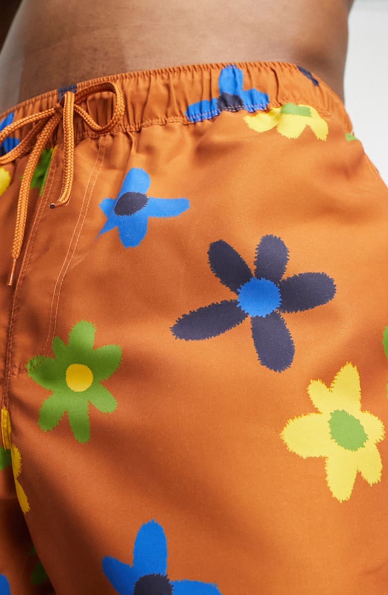 ASOS DESIGN Floral Short Swim Trunks, Alternate, color,