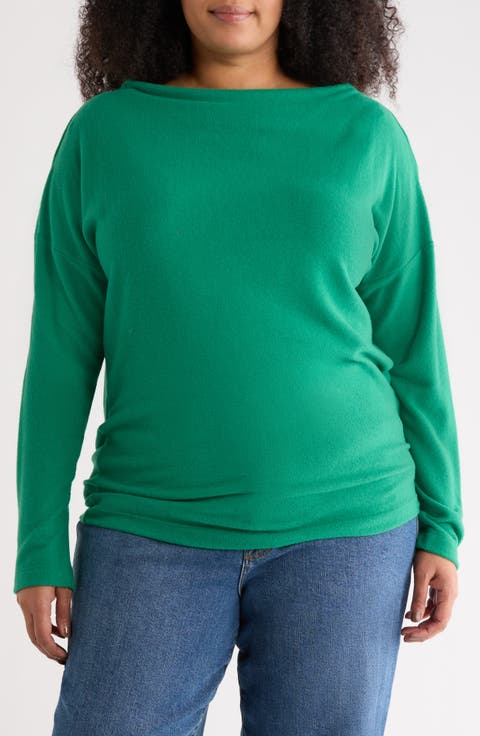 Brushed Knit Long Sleeve Top (Plus)