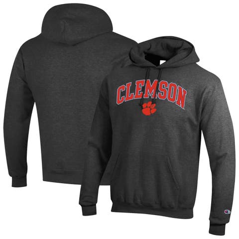 Men's Champion  Charcoal Clemson Tigers Arch Over Logo Pullover Hoodie