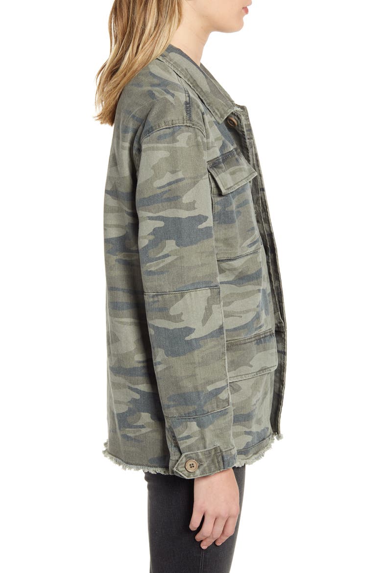 Patch Detail Camo Cotton Jacket, Alternate, color, OLIVE- GREEN CAMO