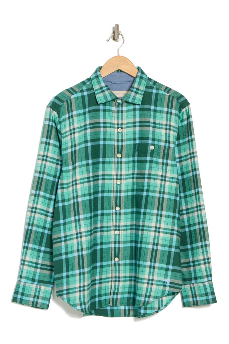 Frozen Lake Plaid Button-Up Shirt, Alternate, color, DEEP SEA TEAL