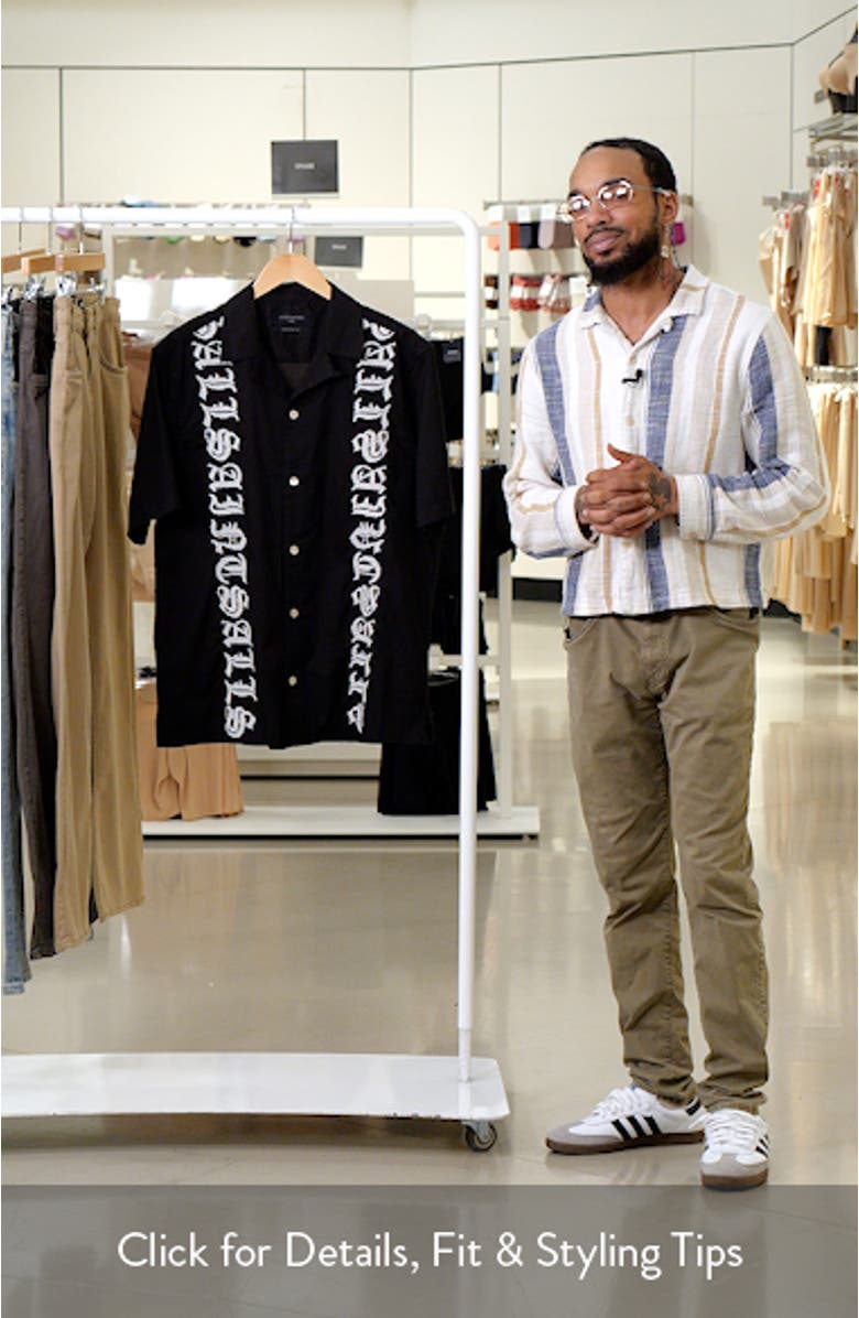 Scripture Embroidered Short Sleeve Cotton Button-Up Shirt, sales video thumbnail