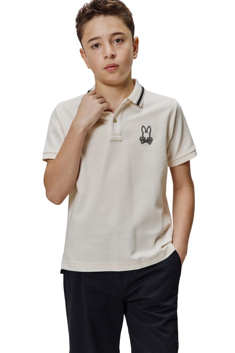 Kids' Joe Bunny Patch Cotton Piqué Polo, Alternate, color, PRISTINE