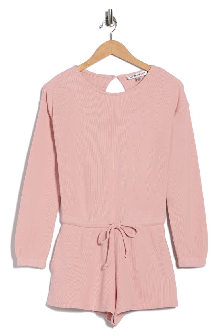 Long Sleeve Ribbed Romper, Alternate, color, SILVER PINK