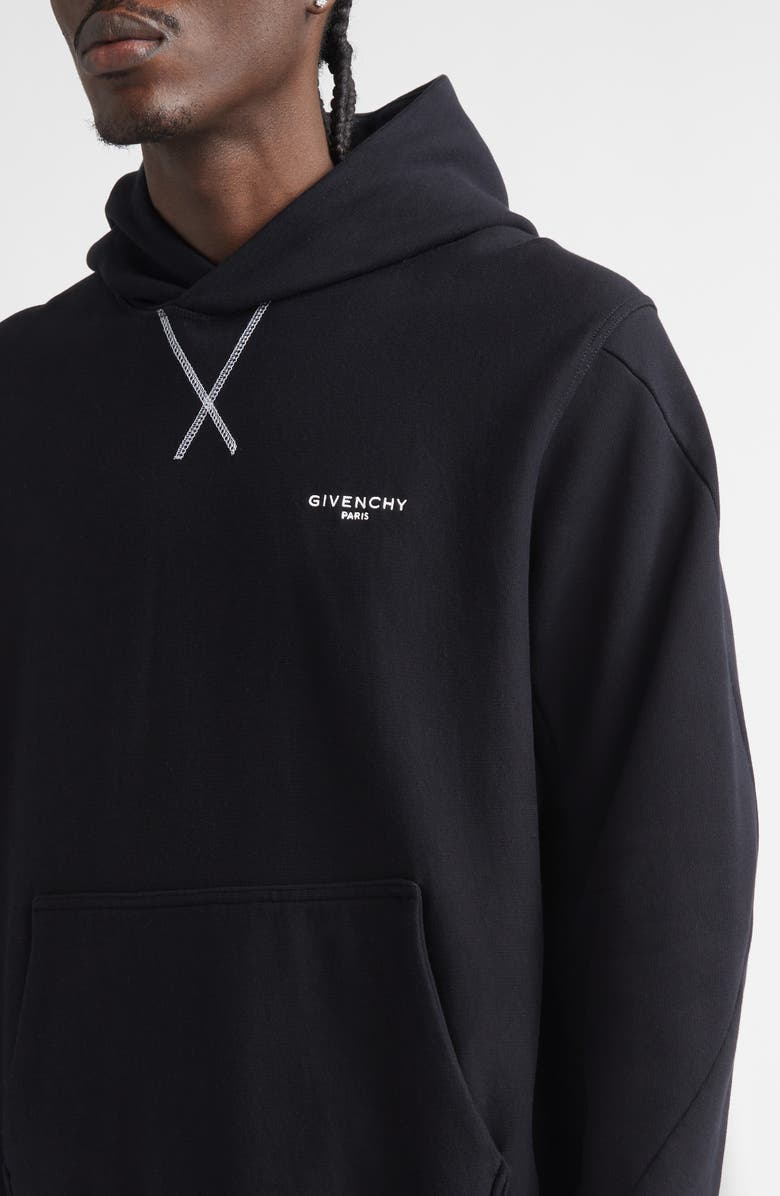 Givenchy Regular Fit Couture Seam Hoodie, Alternate, color, Black