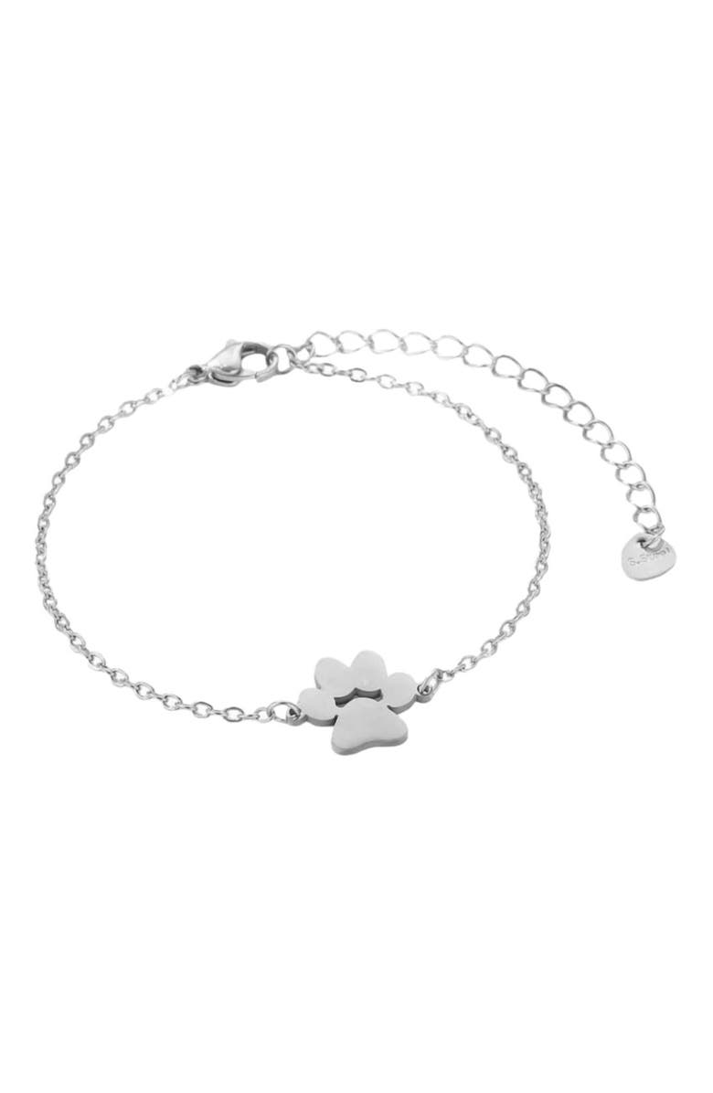 Hollywood Sensation PurePaw Link Chain Paw Cutout Charm Bracelet, Main, color, Silver
