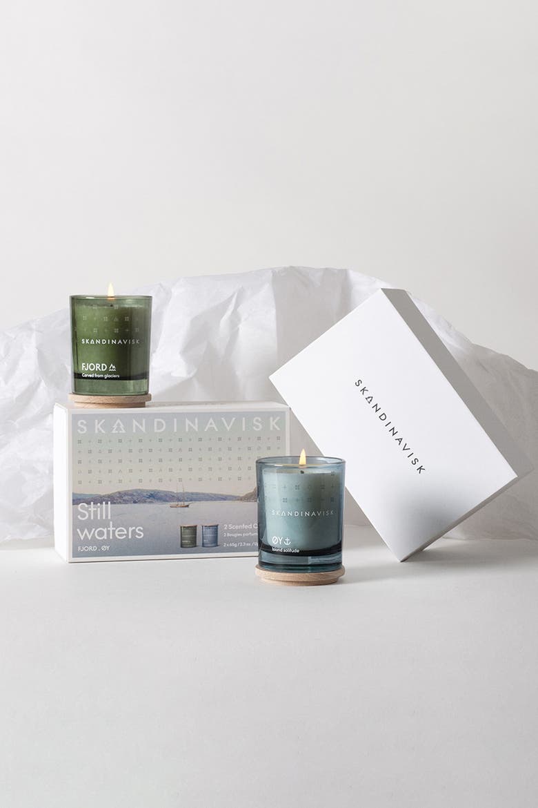 GIFTSET - Still Waters Scented Candle, Alternate, color, Fjord green/Powder blue