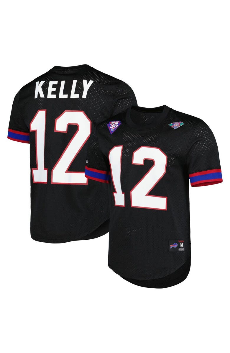Mitchell & Ness Men's Mitchell & Ness Jim Kelly Black Buffalo Bills Retired Player Name & Number Mesh Top, Main, color, 