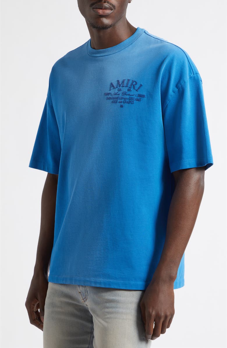 AMIRI Arts District Faded Cotton T-Shirt, Alternate, color, Sapphire
