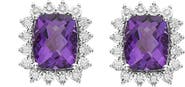 EFFY 14K White Gold Royal Amethyst Halo Earrings