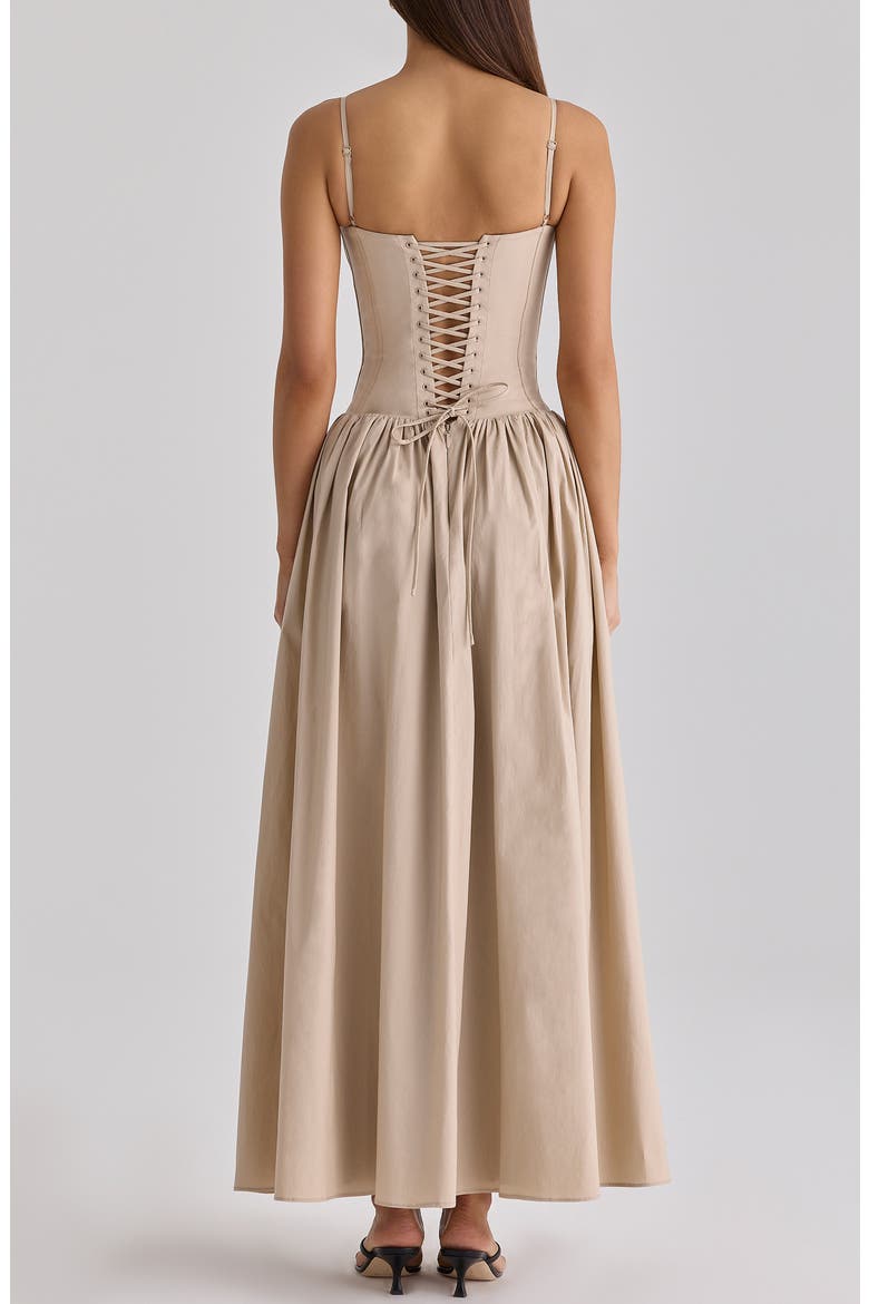 Rona Cotton Corset Maxi Dress, Alternate, color, TAUPE