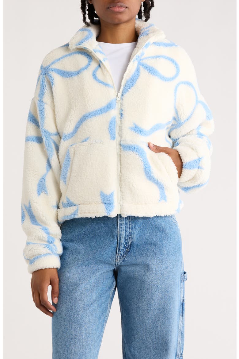 Faux Shearling Jacket, Main, color, IVORY LIGHT BLUE