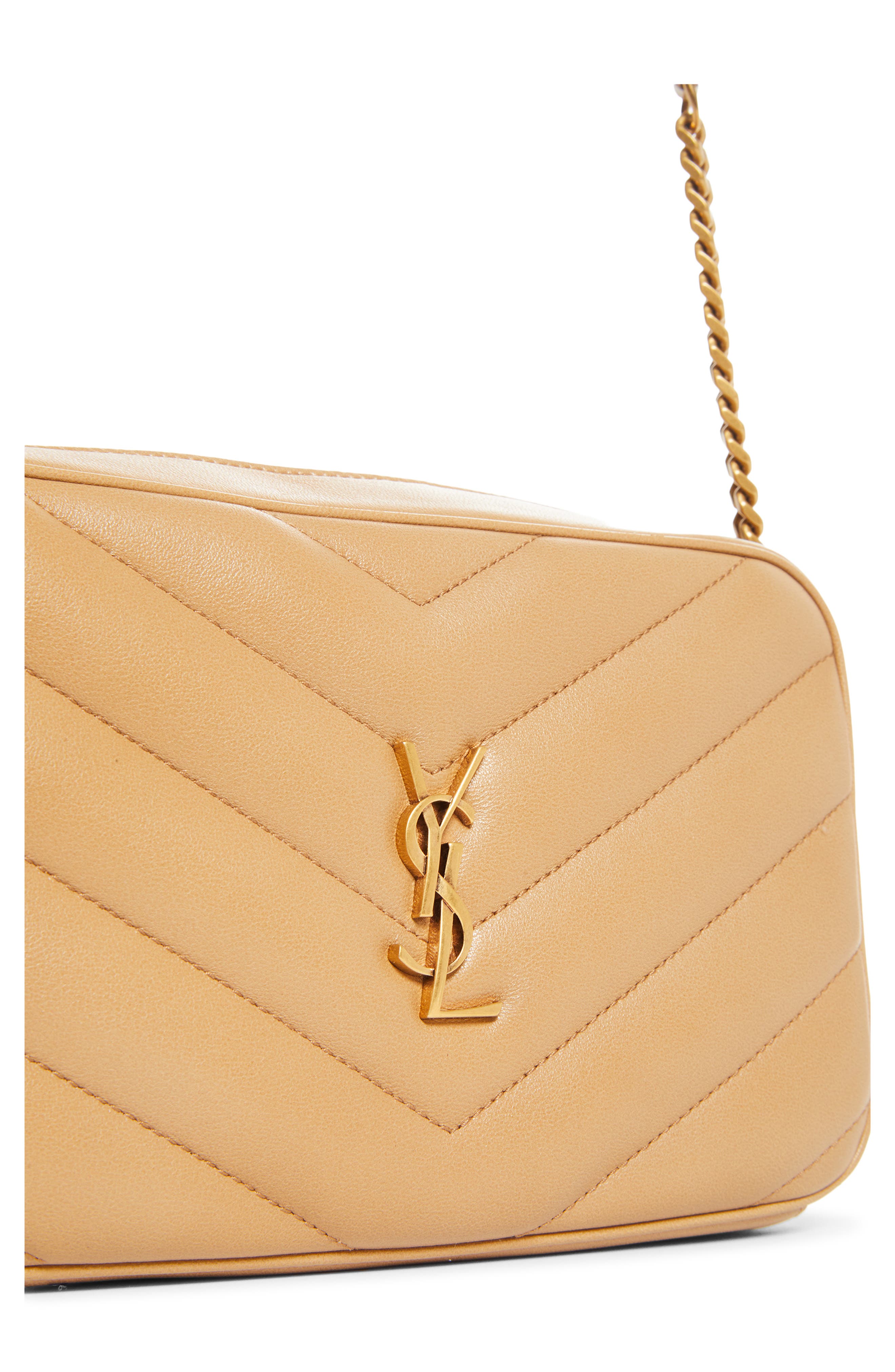 Saint Laurent Loulou Mattelassé Leather Camera Bag, Alternate, color, Natural Tan