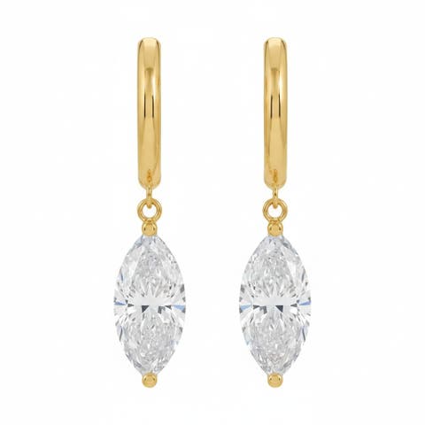 Lab Grown Diamond Marquise Shaker Huggie Earring 14K