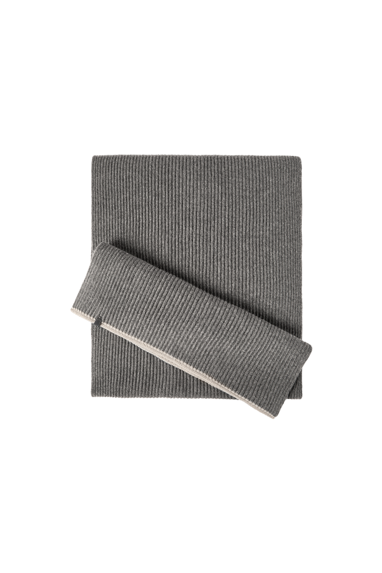 Cashmere English rib knit scarf with monili, Alternate, color, Lead