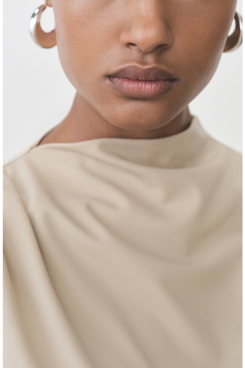 Candela Extended Shoulder Funnel Neck Top, Alternate, color, SAND