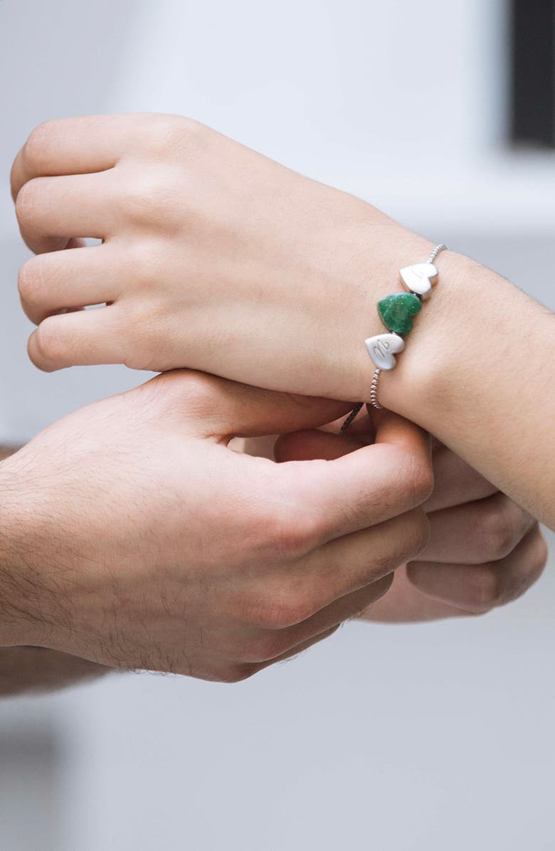 LuvMyJewelry Sterling Silver Aventurine Heart Slider Bracelet, Alternate, color, Silver