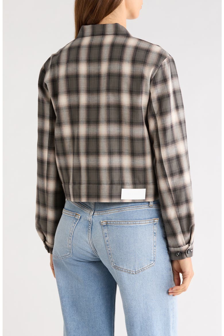 Viv Plaid Cropped Cotton Jacket, Alternate, color, DARK SAGE PLAID