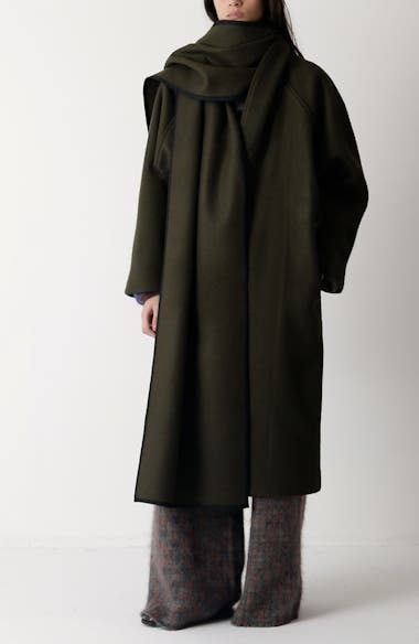ジャケット・アウター MIELI INVARIANT Cape Rever Wool Coat 159-women's Loop-yarns Wool Trapeze Coat,a-line Bracelet