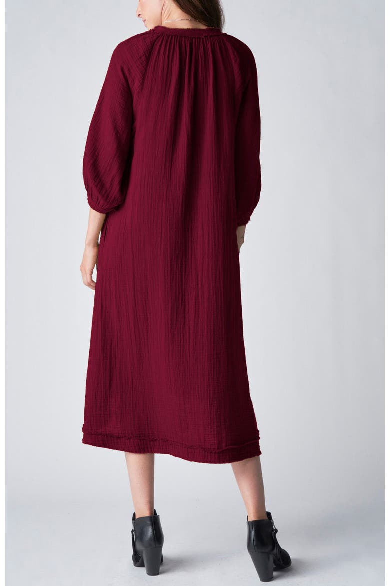 Gauze Dress with Pockets, Alternate, color, Burgundy