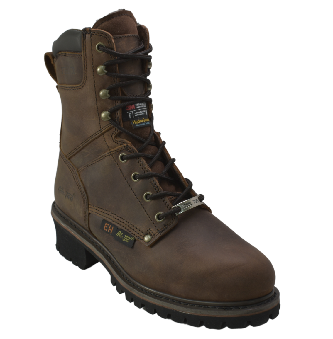 9" Steel Toe Super Logger Boots, Main, color, Crazy Horse