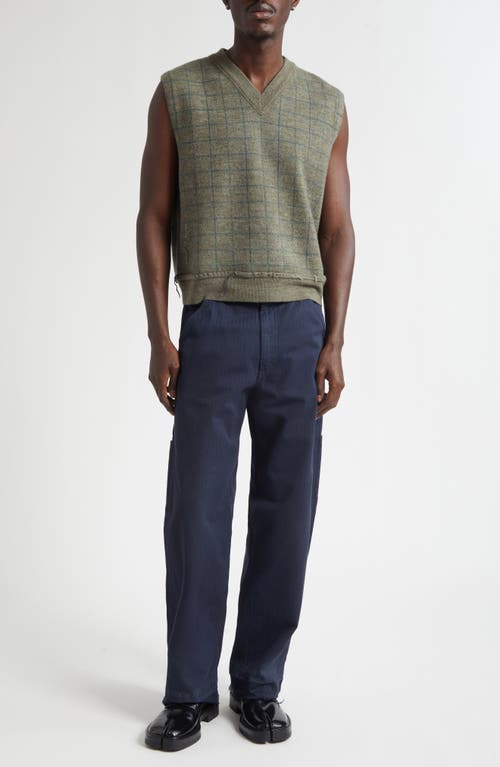 Maison Margiela Check Virgin Wool Sweater Vest In Green