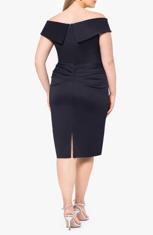 Xscape Evenings Ruffle Off The Shoulder Scuba Cocktail Dress