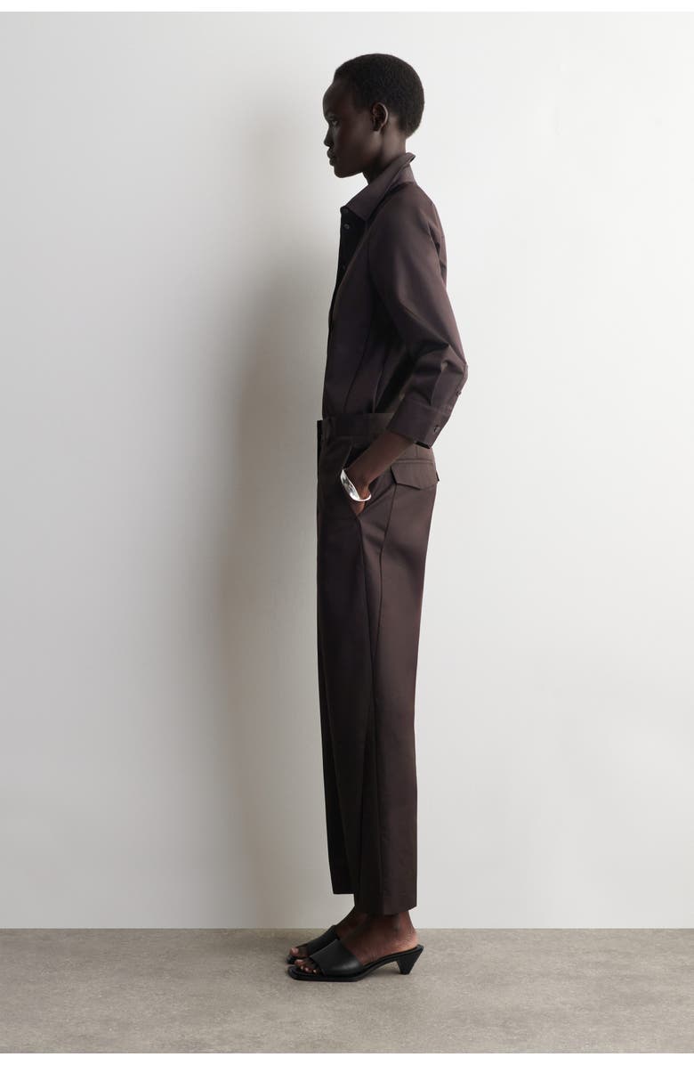 COS Embroidered Cotton Pants, Alternate, color, Dark Brown