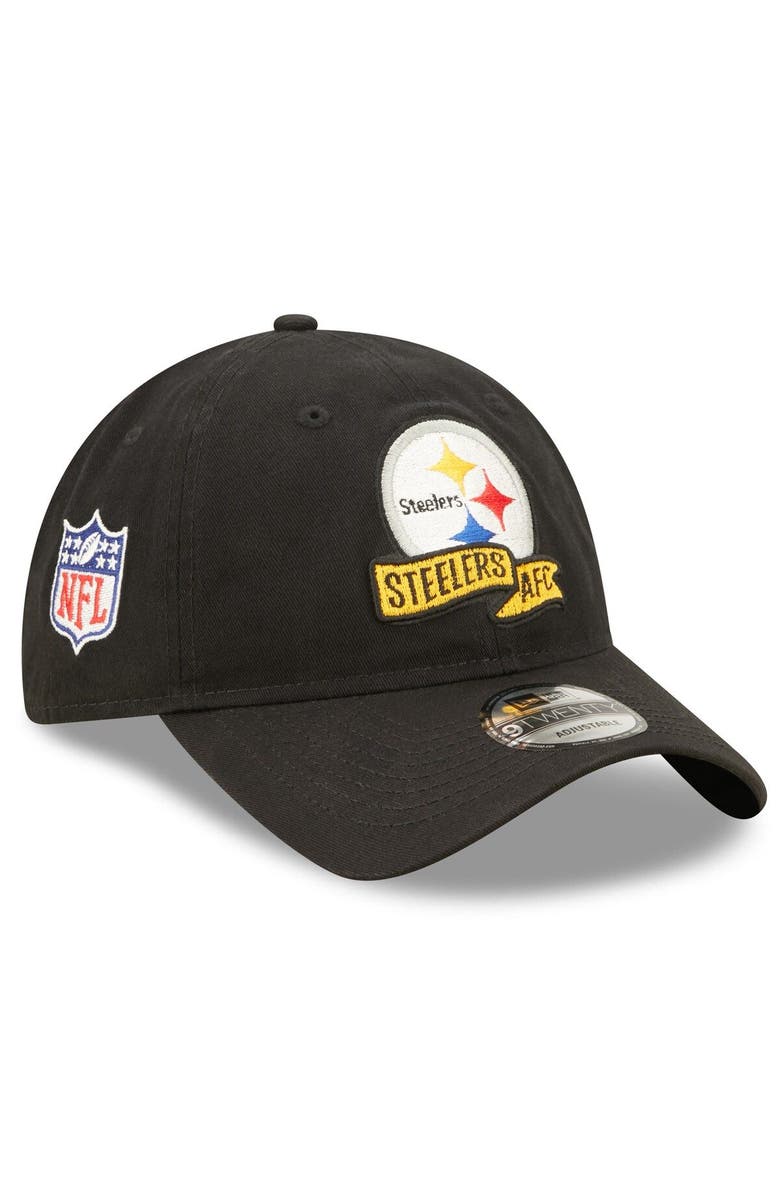 New Era Youth New Era Black Pittsburgh Steelers 2022 Sideline Adjustable 9TWENTY Hat, Main, color, 