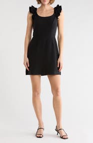 French Connection Whisper Ruffle Shoulder Shift Dress