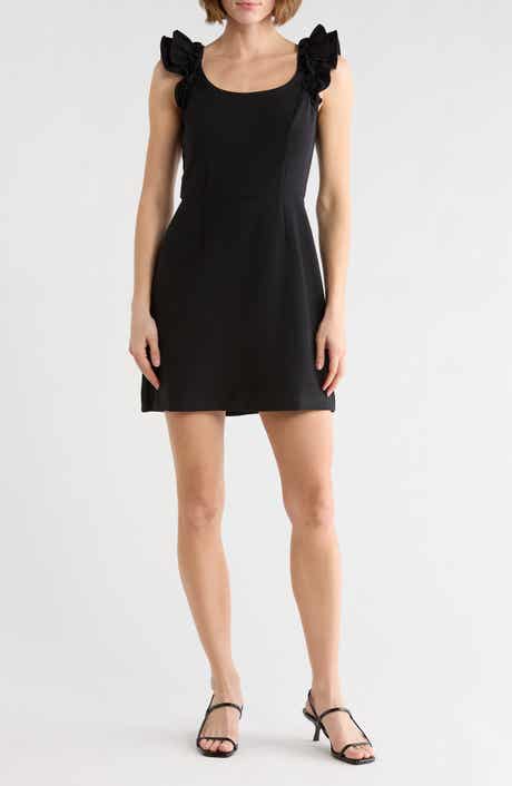 French Connection Whisper Ruffle Shoulder Shift Dress