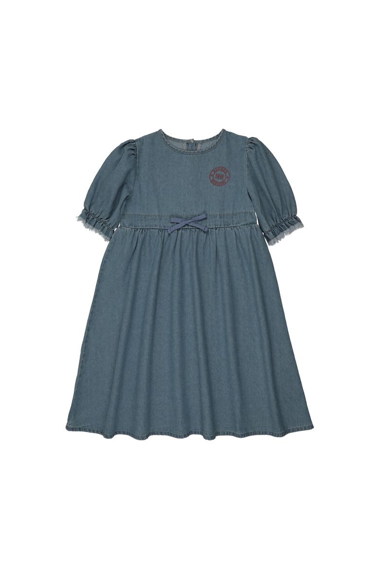 Denim 3/4 Sleeve Dress for Girl, Main, color, Blue