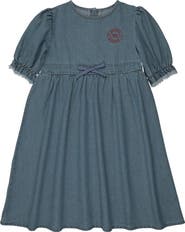 Pouf Denim 3/4 Sleeve Dress for Girl