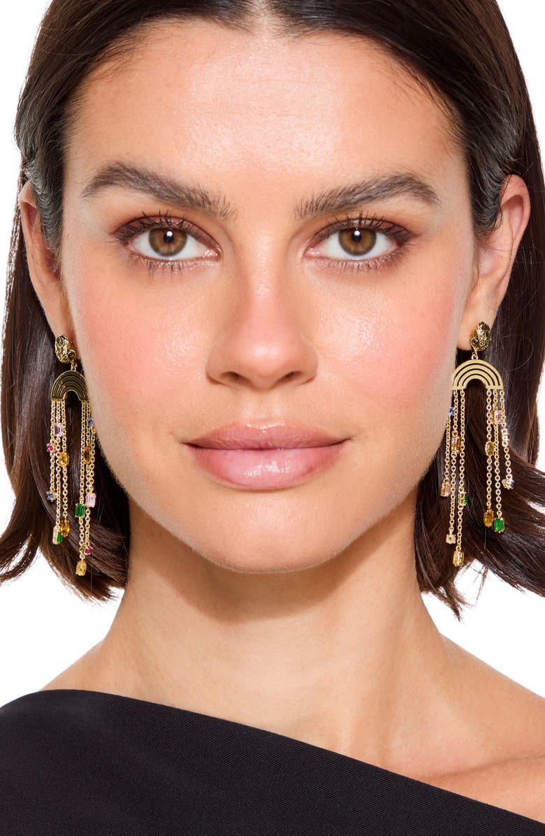 Kurt Geiger London Crystal Chain Chandelier Earrings, Alternate, color, Rainbow Multi