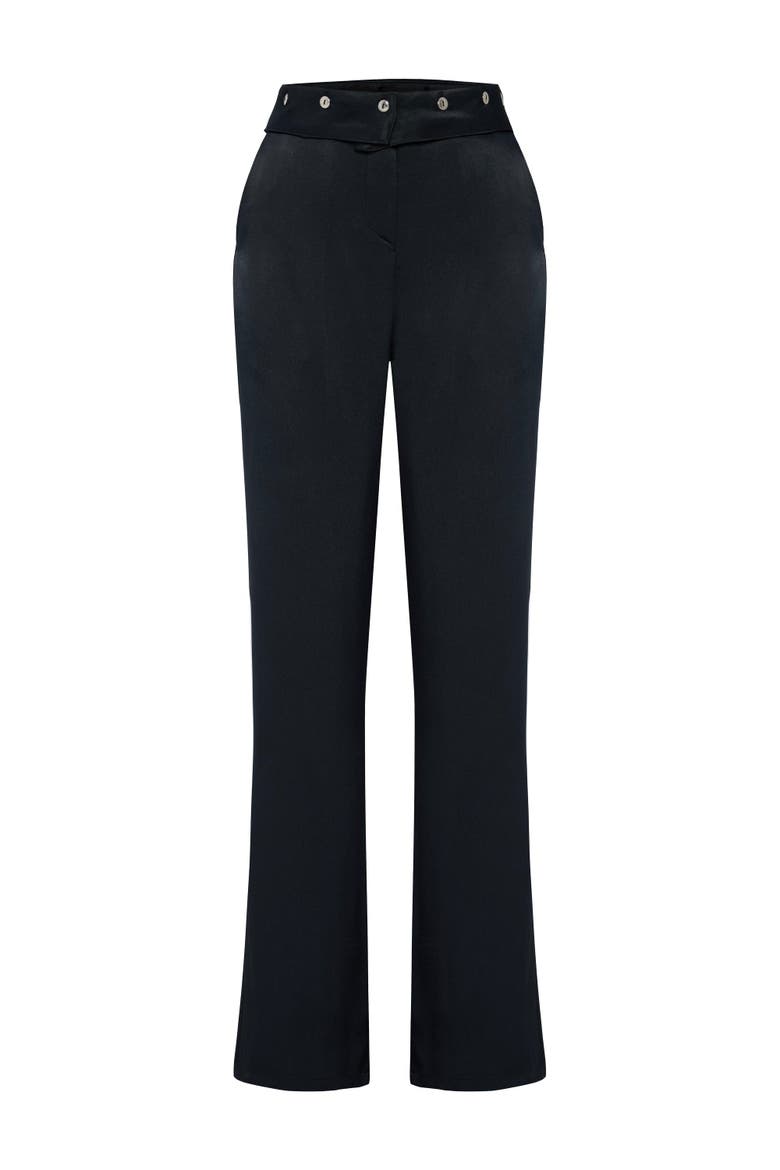 Woven Pant With Metal Button, Main, color, BLACK