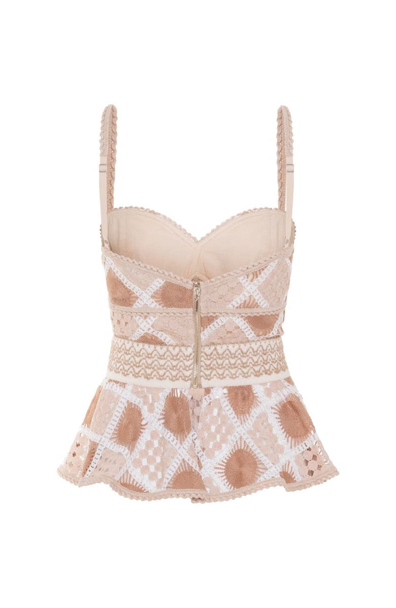 PatBO Bossa Crochet Peplum Top, Main, color, Beige