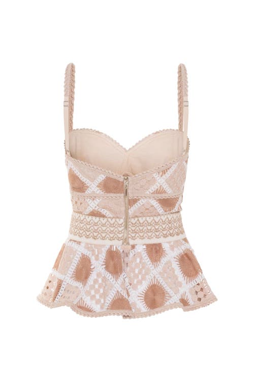 Patbo Bossa Crochet Peplum Top In Gold