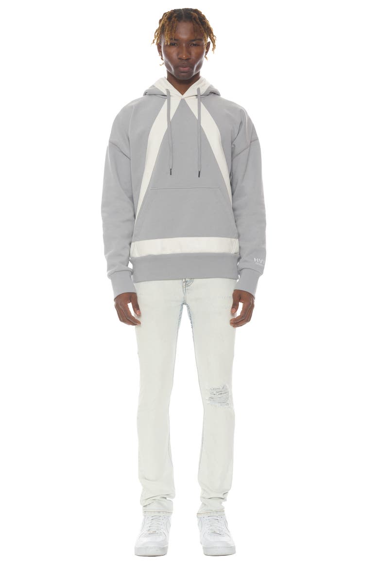 Taped Cotton Hoodie, Alternate, color, GHOST GREY