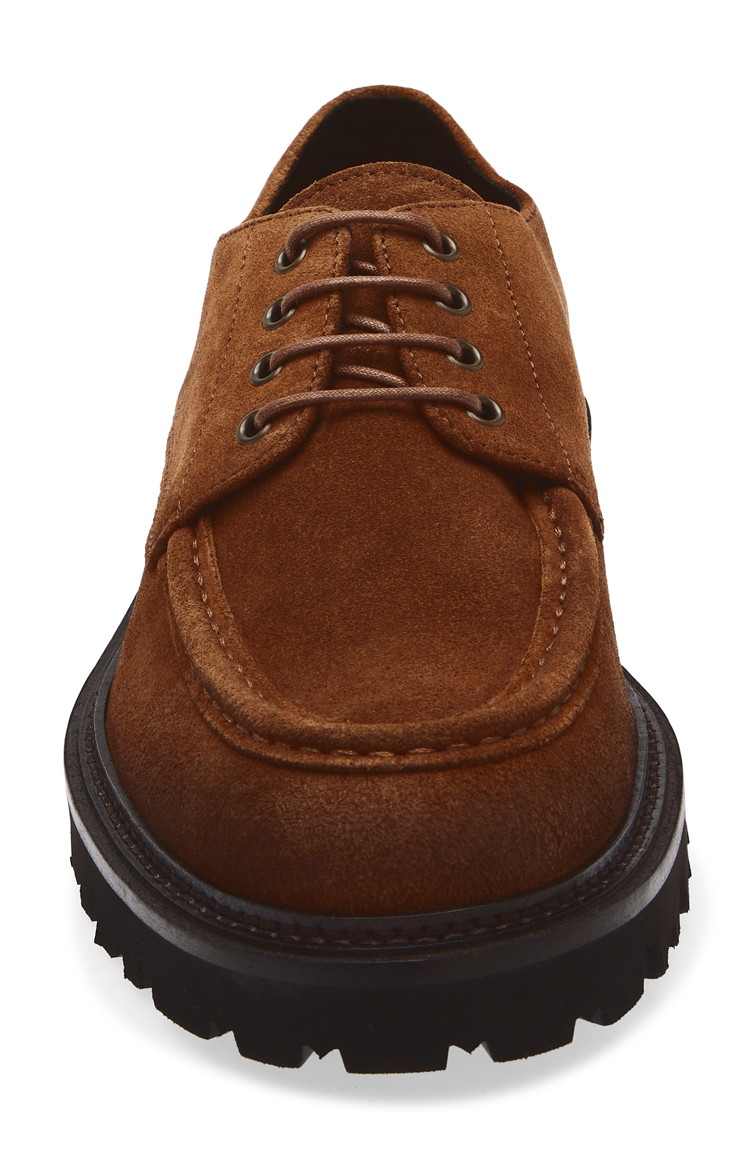 BOSS Julio Lugged Moc Toe Suede Derby, Alternate, color, Dark Brown
