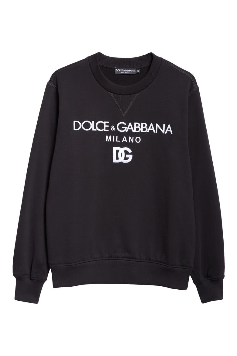 Embroidered Logo Cotton French Terry Graphic Sweatshirt, Alternate, color, N0000 NERO
