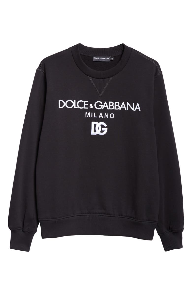 Dolce&Gabbana Embroidered Logo Cotton French Terry Graphic Sweatshirt, Alternate, color, N0000 Nero