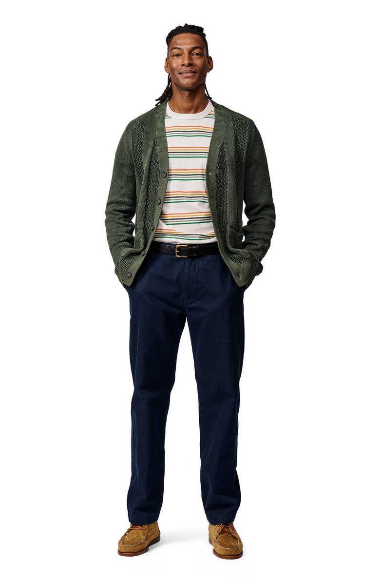 Aubin Lister Stitch Detail Cardigan, Alternate, color, Khaki