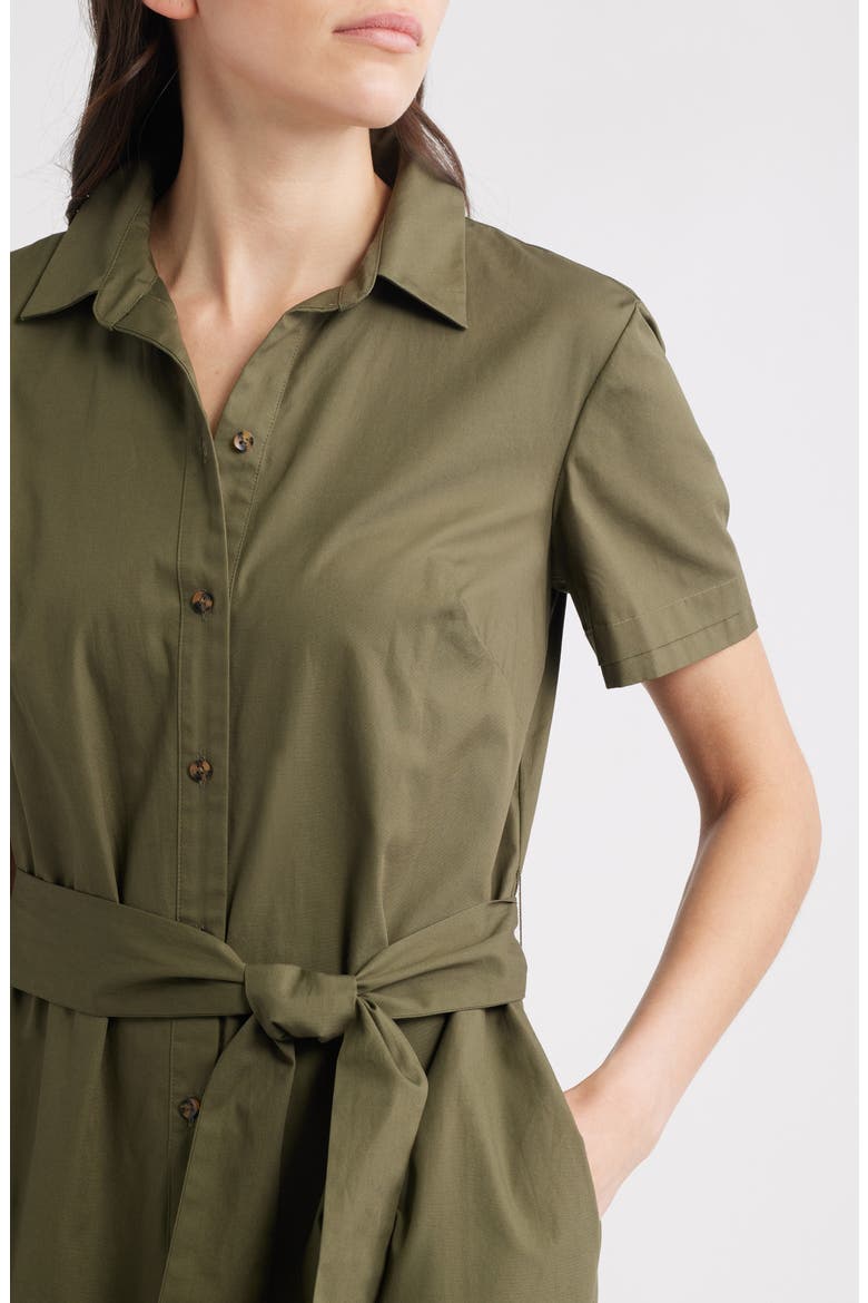 Short Sleeve Cotton Shirtdress, Alternate, color, OLIVE