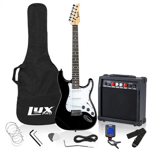 39 Electric Guitar Kit Bundle w/ 20W Amp, Tuner, Strings, Picks, Strap & Case