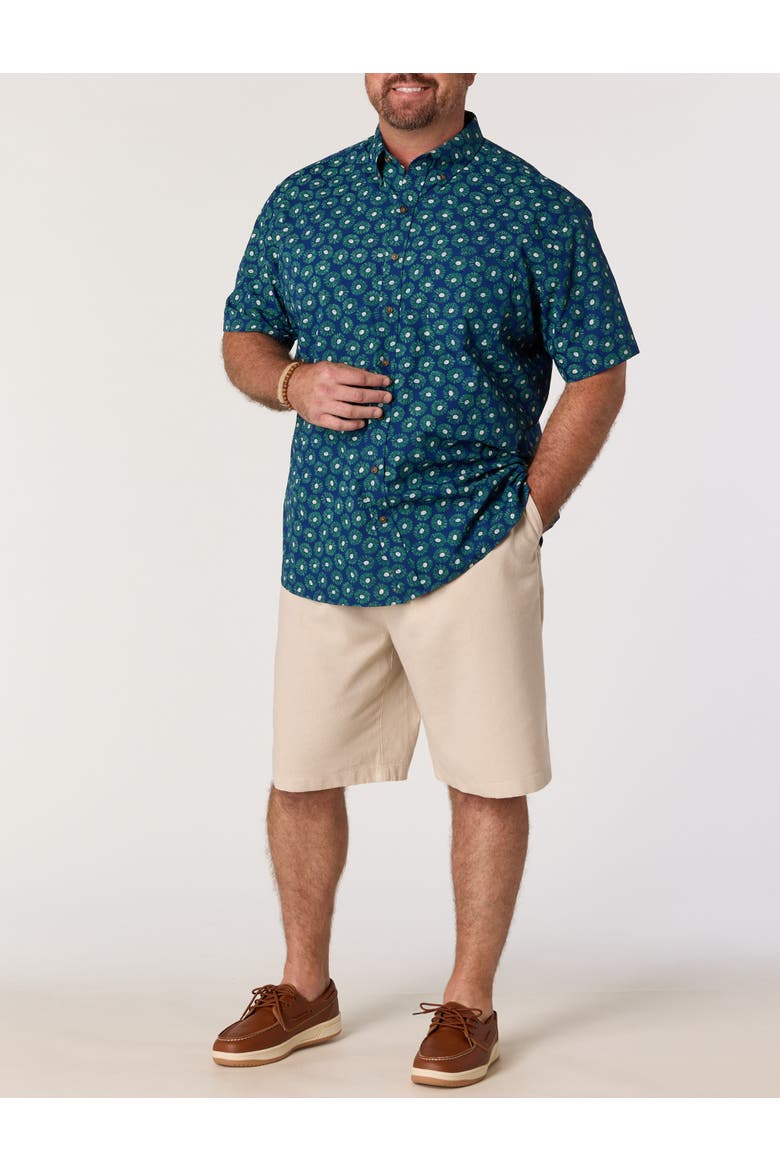 Big & Tall Easy-Care Micro Floral Sport Shirt, Alternate, color, BLUE GREEN