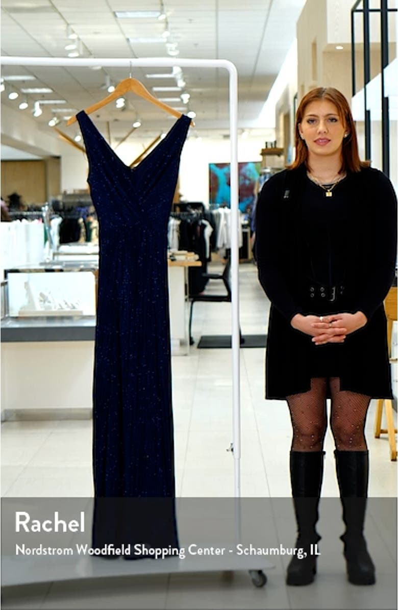 Tie Waist Metallic Sleeveless Gown, sales video thumbnail