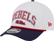 New Era Men's New Era White/Navy Ole Miss Rebels Arch Two-Tone Rope 9FORTY A-Frame M-Crown Adjustable Hat